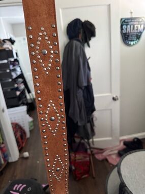 torrid Brown Suede Belt with Silver-Tone Accents